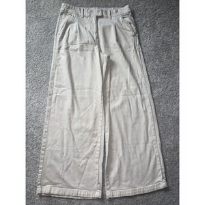 American Eagle Khaki Wide Leg Trousers High Rise Elastic Back Beige Pants Sz 10